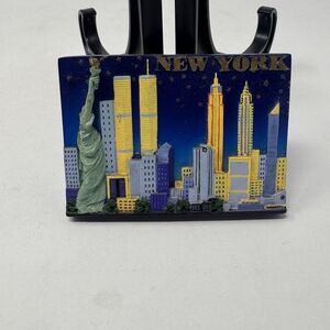 Vintage New York City NYC 3D Skyline Magnet Souvenir World Trade Center Pre-9/11